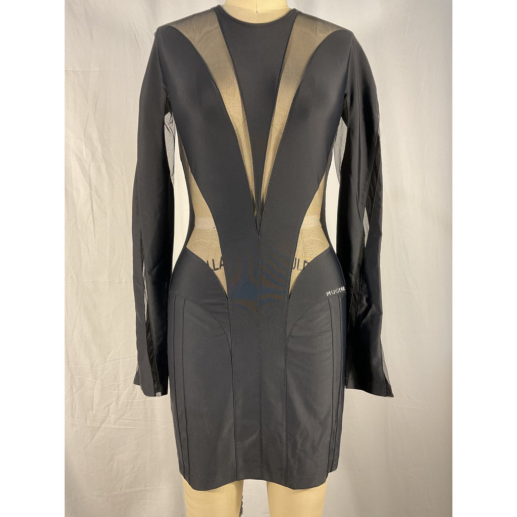 Mugler 'Body Shaping' Black Mini Dress Size 38
