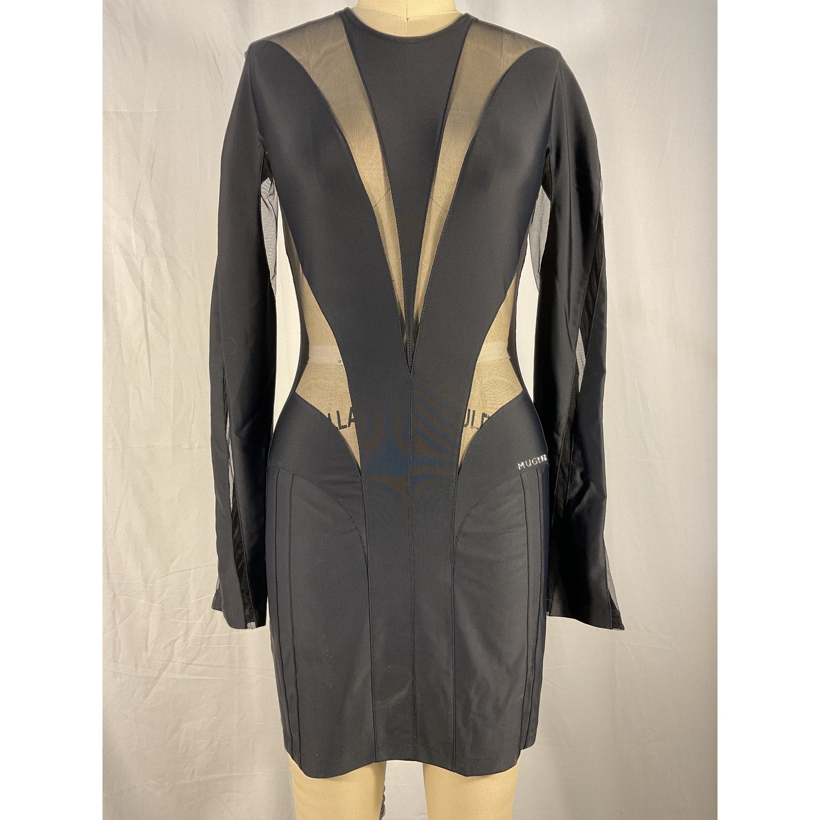 Mugler 'Body Shaping' Black Mini Dress Size 38