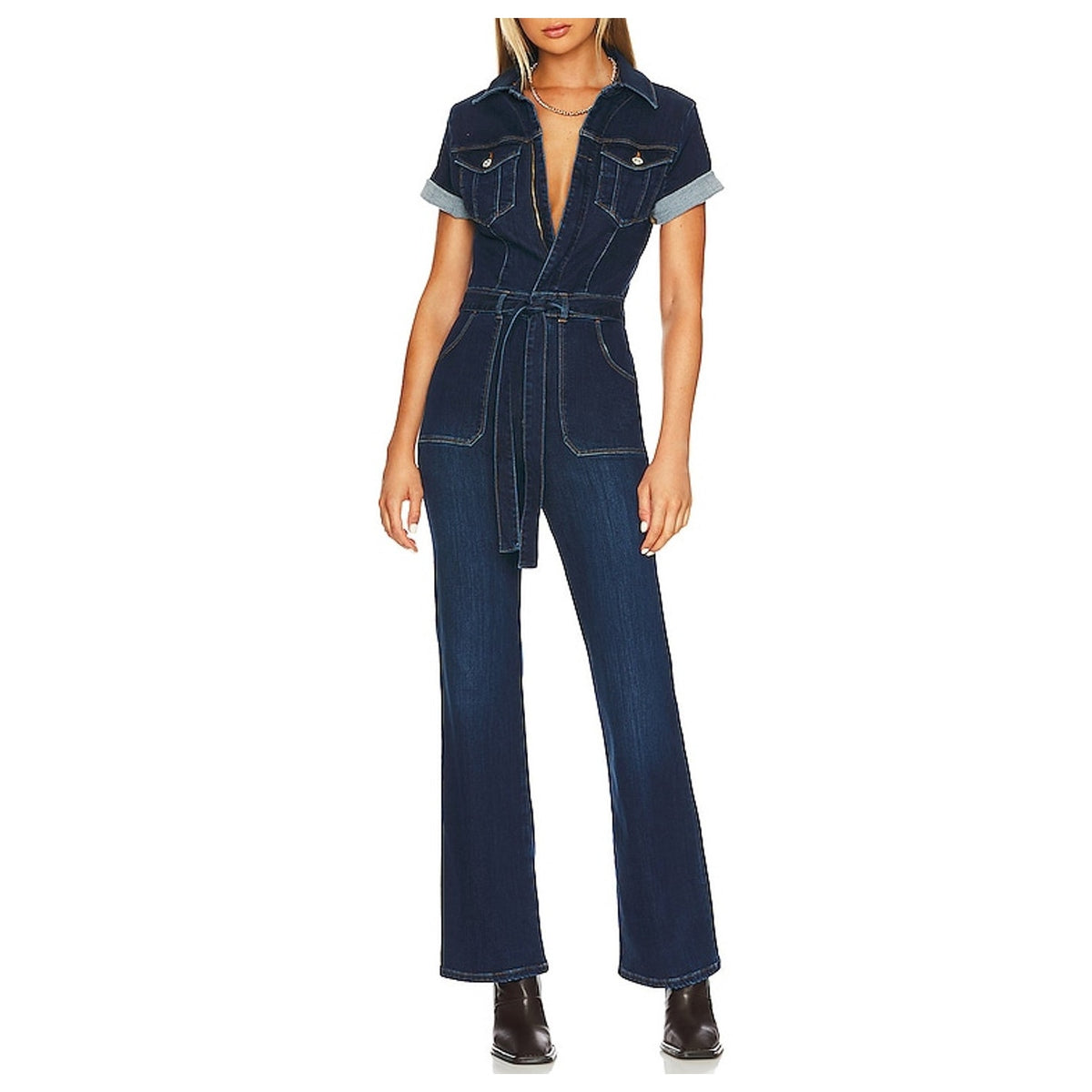 Frame Denim Blue Le Flare De Francoise Jumpsuit Size M