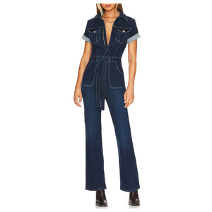 Frame Denim Blue Le Flare De Francoise Jumpsuit Size M