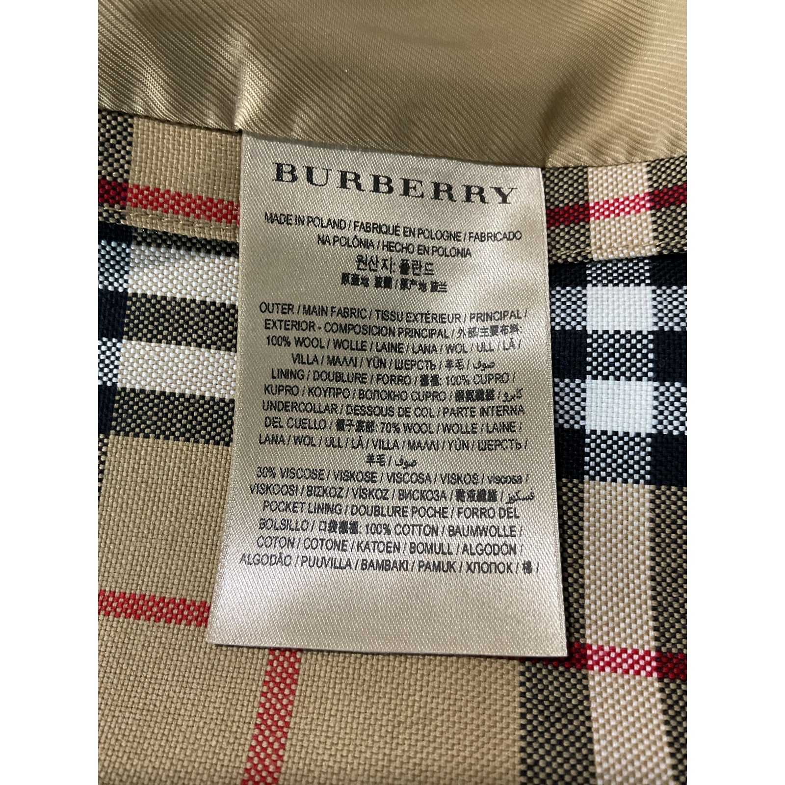 Burberry Vintage Check Beige Wool Single Breasted Tailored Blazer Size UK 12/US 10