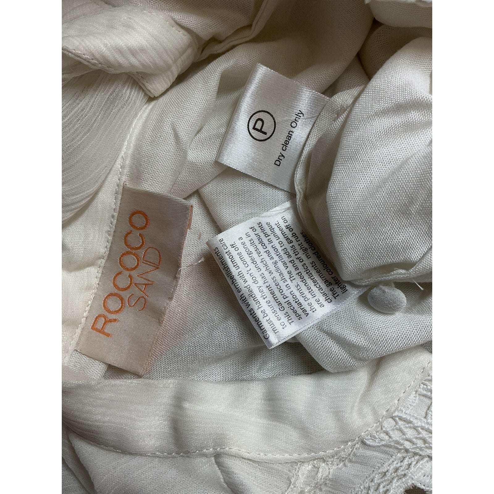 Rococo Sand 'Cia' White Viscose Mini Dress Size S
