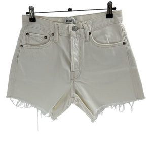 Agolde Distressed Cream Parker Long Denim Shorts Size 25