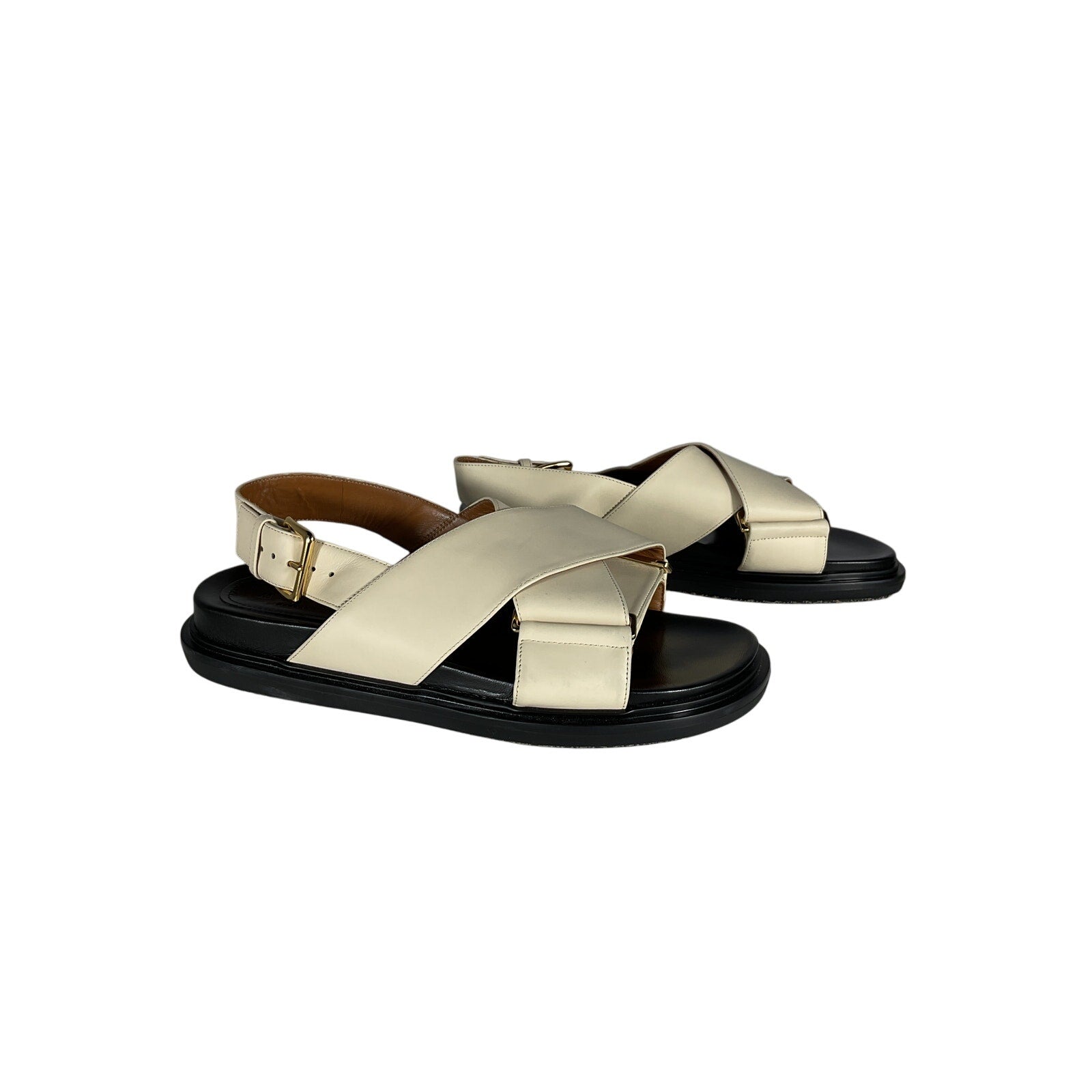 Marni Black Calfskin Leather Fussbett Sandals Size 9