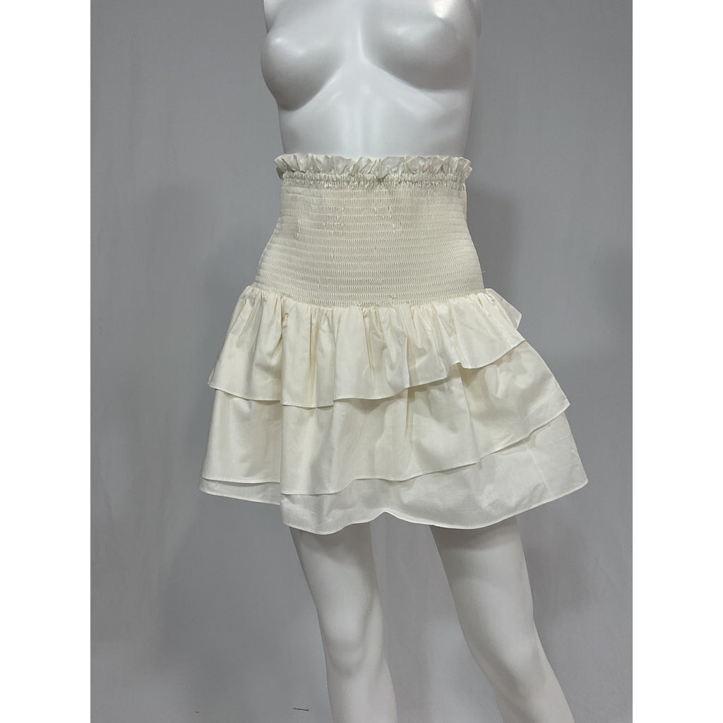 Shona Joy 'Pia' White Cotton Shirred Mini Skirt Size 4 - NWT