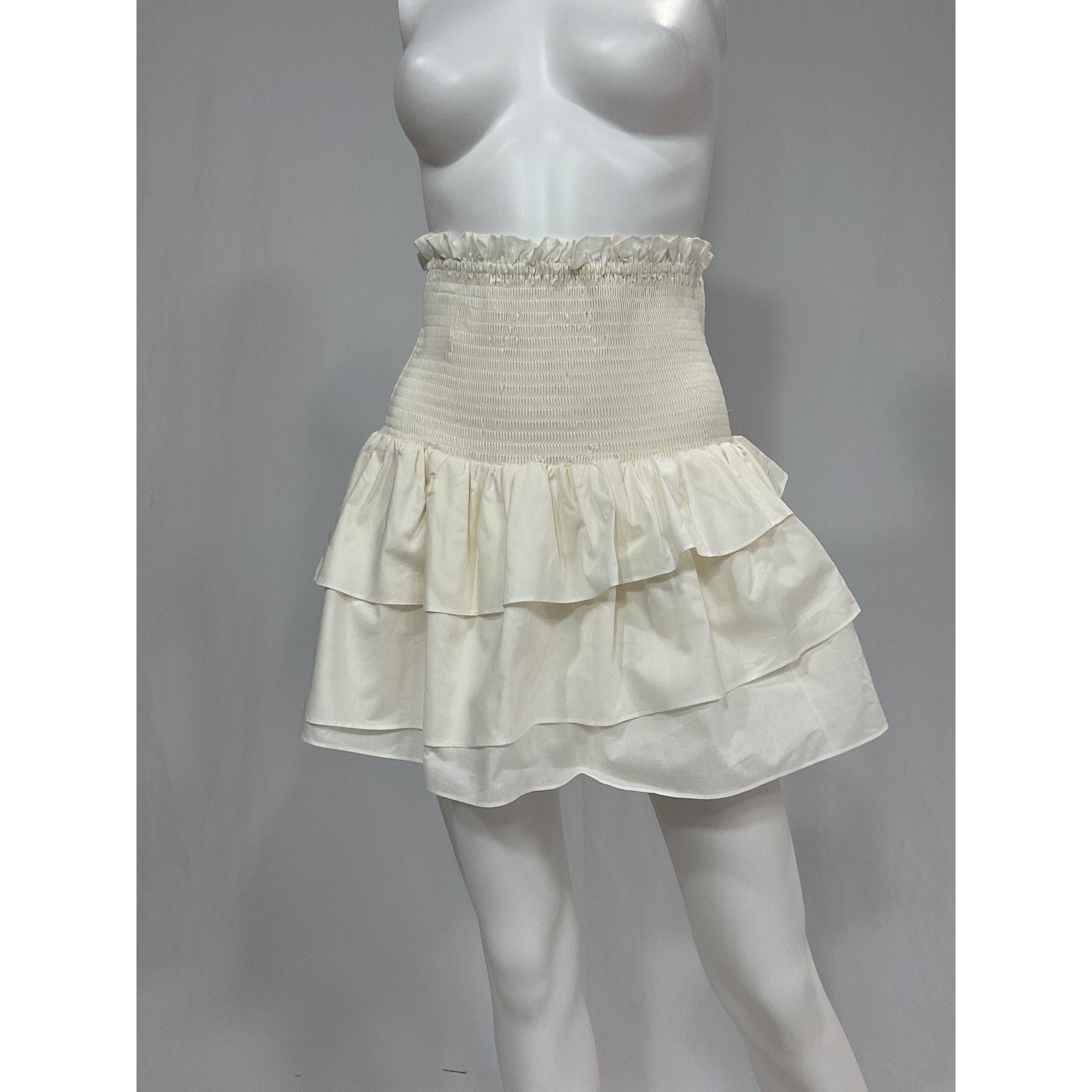 Shona Joy 'Pia' White Cotton Shirred Mini Skirt Size 4 - NWT
