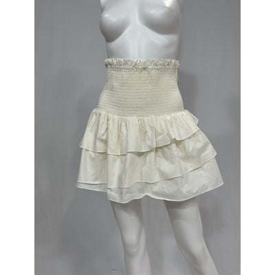 Shona Joy 'Pia' White Cotton Shirred Mini Skirt Size 4 - NWT