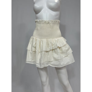 Shona Joy 'Pia' White Cotton Shirred Mini Skirt Size 4 - NWT