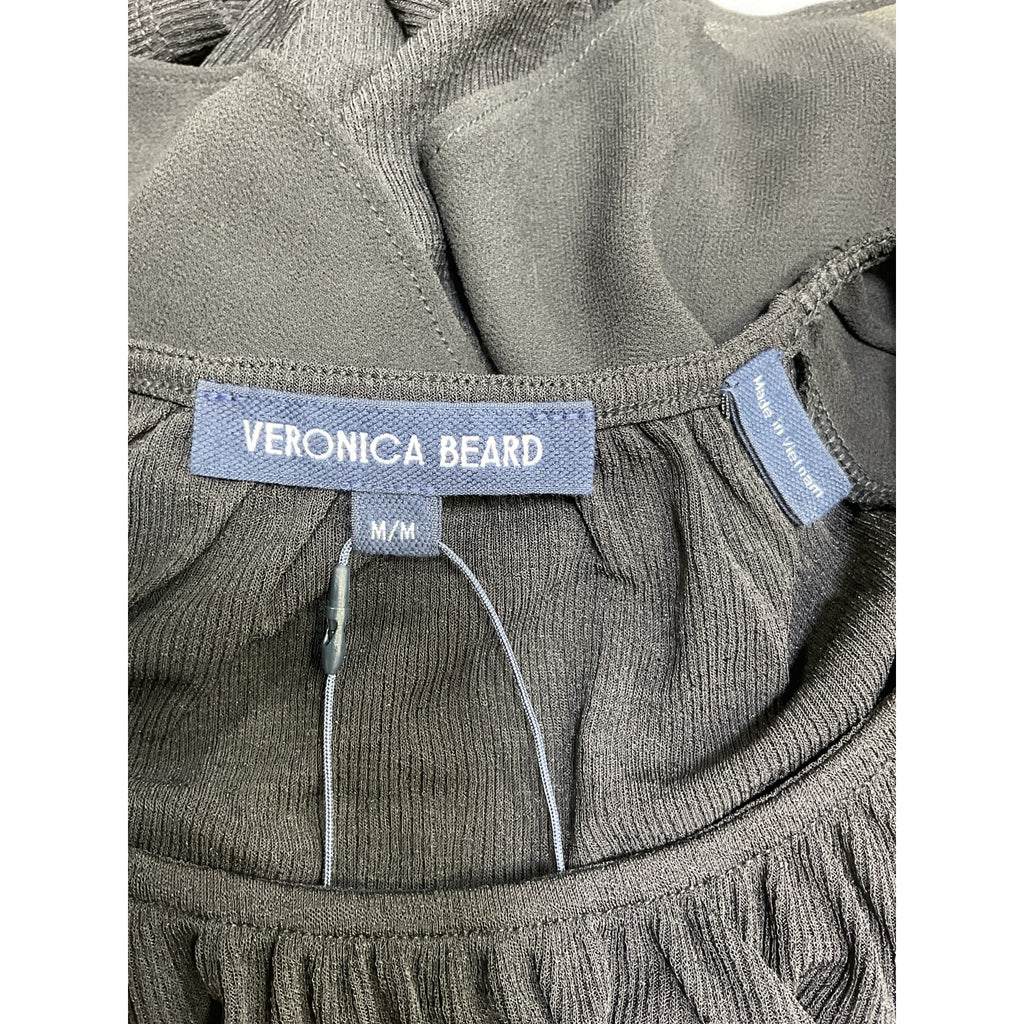 Veronica Beard 'Arisa' Black Chiffon-Sleeve Blouse Size M