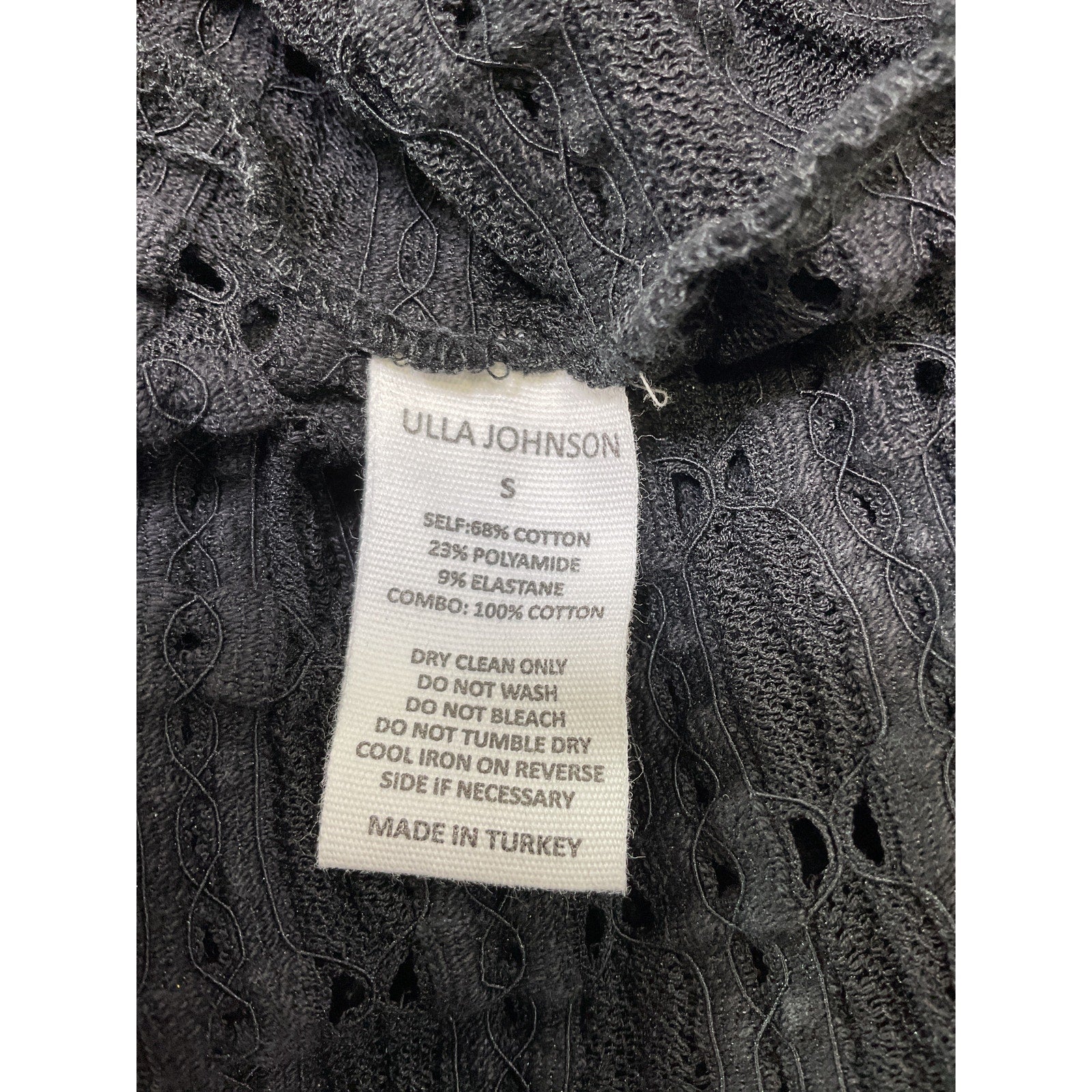 Ulla Johnson 'Adora' Black Long Sleeve Turtleneck Top Size S