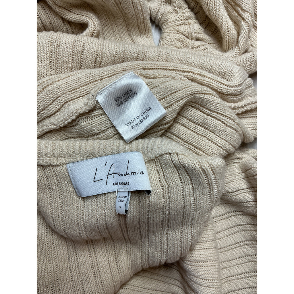 L'Academie 'Magnolia' Tan Linen Midi Dress Size S