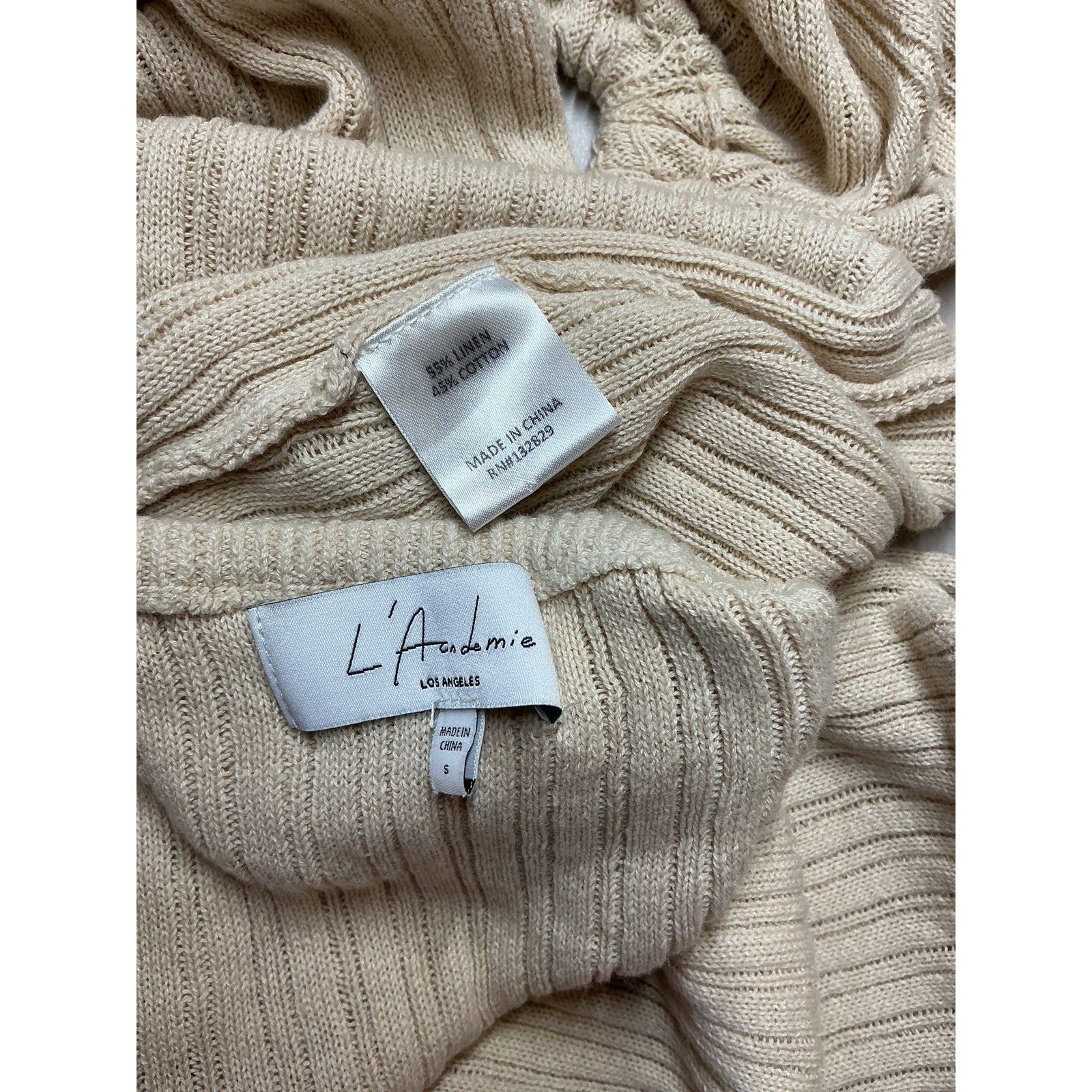 L'Academie 'Magnolia' Tan Linen Midi Dress Size S