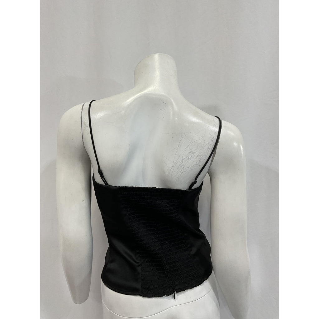 Reformation 'Natalie' Black Acetate Satin Top Size 4