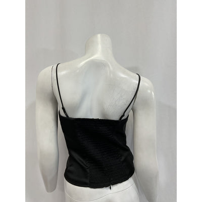 Reformation 'Natalie' Black Acetate Satin Top Size 4
