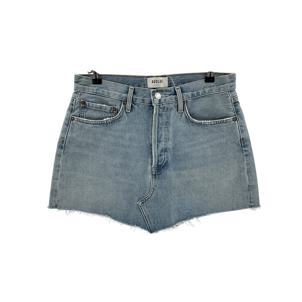 Agolde 'Parker' Blue Cotton Angled Hem Skirt Size 27