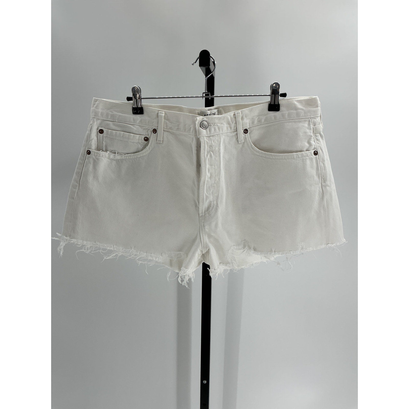 Agolde 'Parker' White Cotton Short Size 33