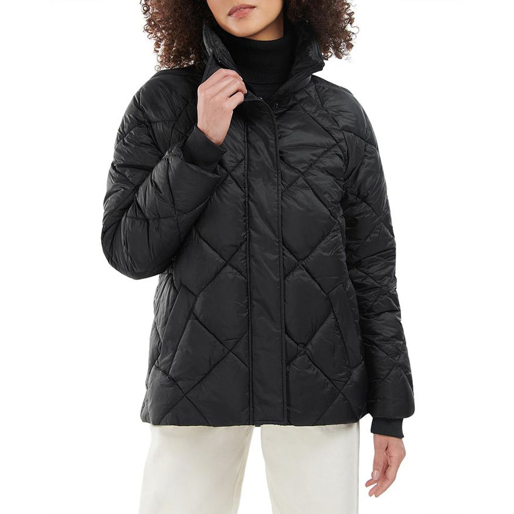 Barbour 'Hoxa' Black Polyamide Funnel Neck Quilted Coat Size 12