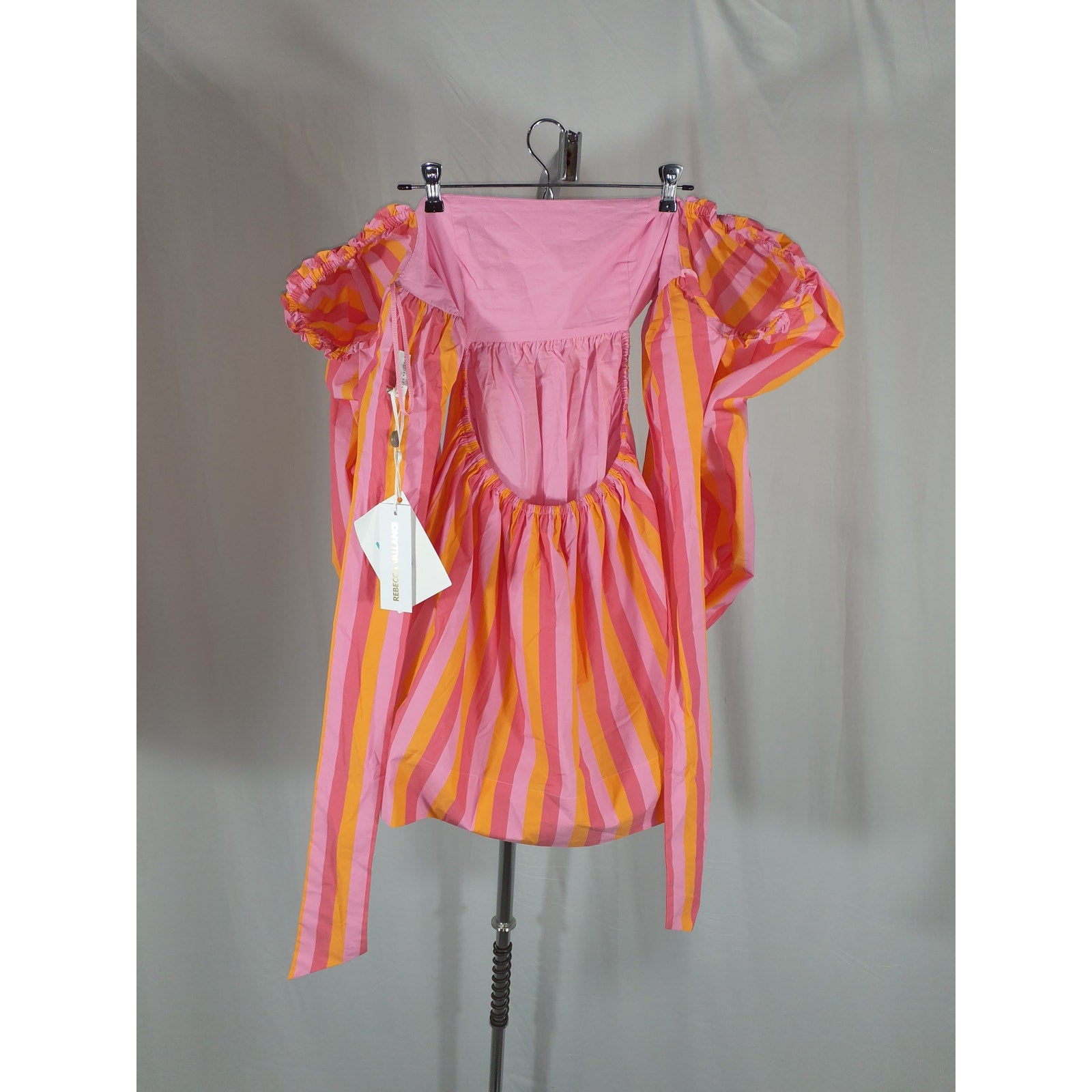 Rebecca Vallance 'Mimi' Pink Cutout Striped Cotton-Blend Poplin Mini Dress Size M - NWT