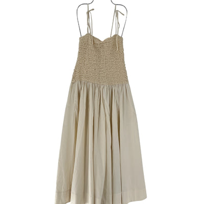 Lpa Smocked Beige Stacci Dress Size M