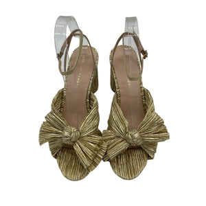 Loeffler Randall Chic Gold Camellia Knotted Sandals Size 8