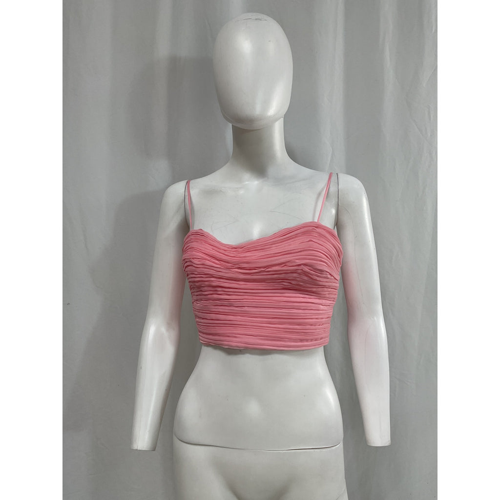Aje 'Laurier' Pink Wave Cropped Pliss�-Organza Top Size 0