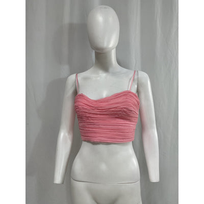 Aje 'Laurier' Pink Wave Cropped Pliss�-Organza Top Size 0