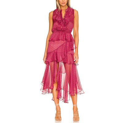 Misa Los Angeles Ruffled Cardinal Tile Ilona Dress Size XS