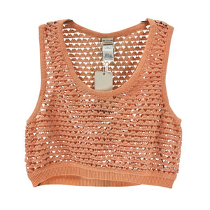 Agua Bendita Open Knit Peach Brit Crop Top Size S