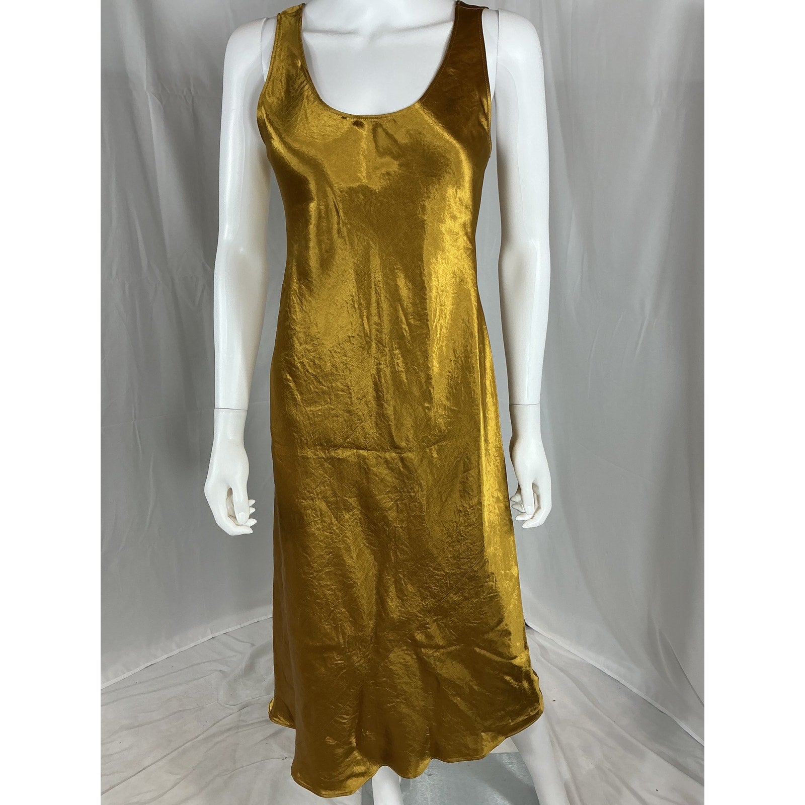 Max Mara 'Talete' Gold Acetate Crinkled-Satin Midi Dress Size 4
