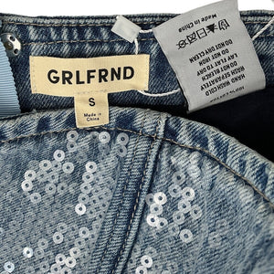 Grlfrnd Embellished Blue Aurora Bustier Top Size S
