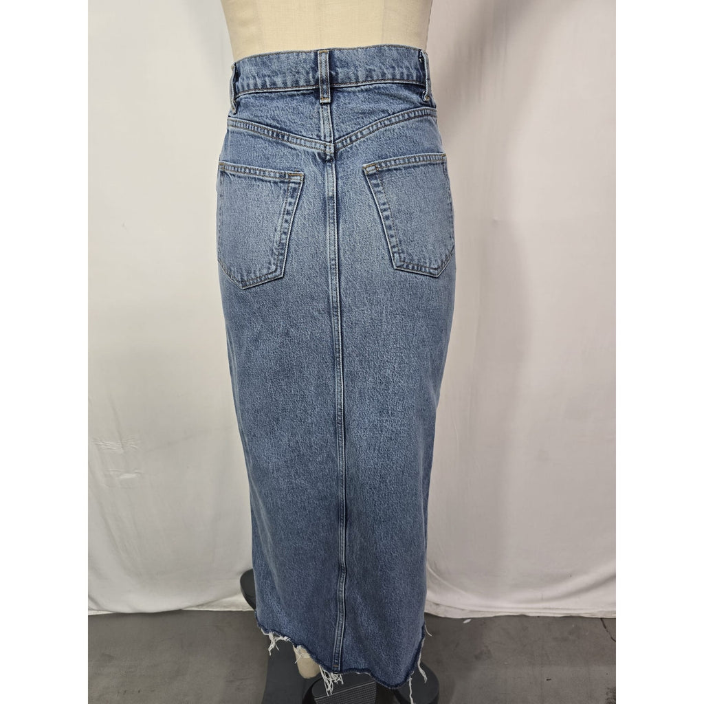 Reformation 'Nila' Blue Long Denim Jean Skirt Size 25