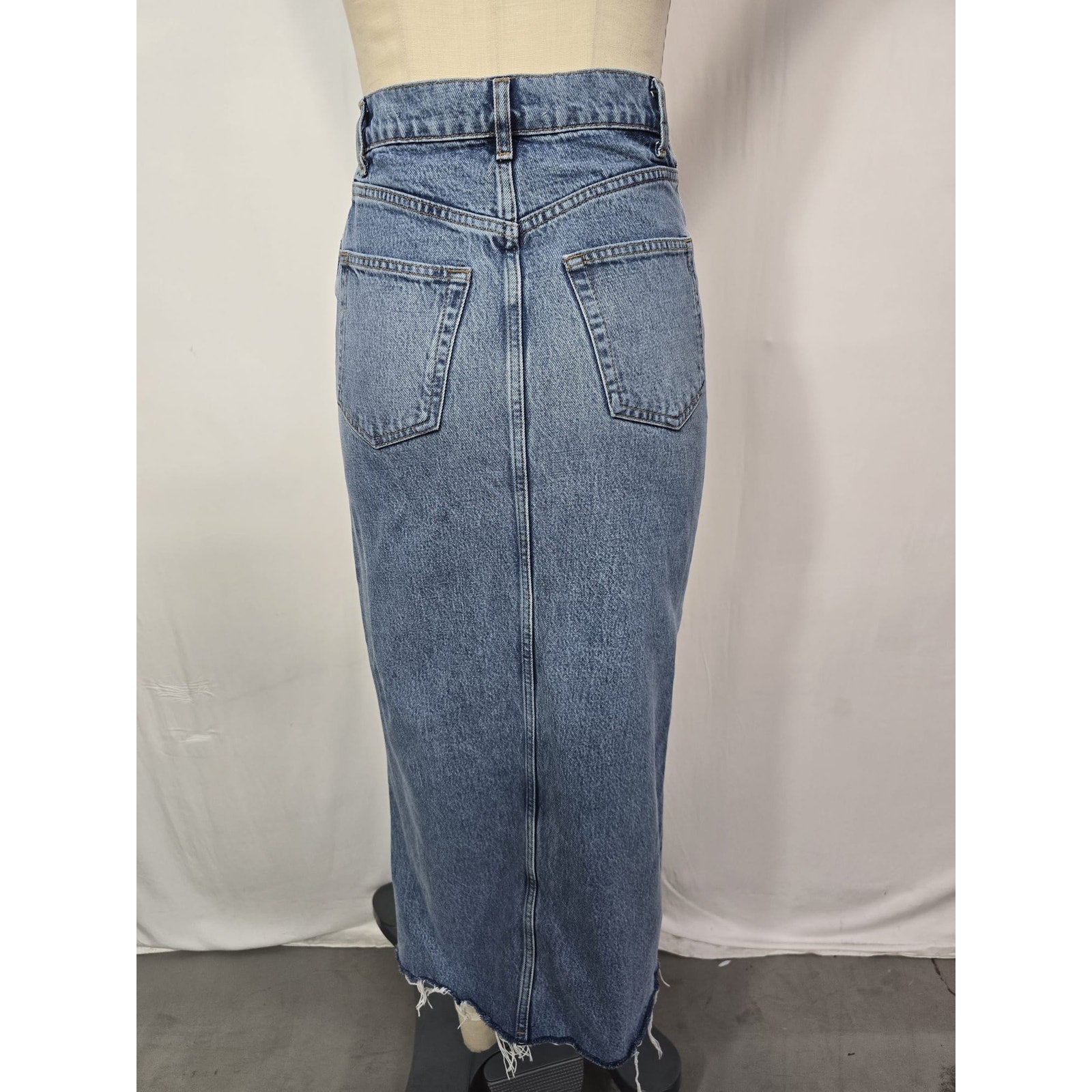 Reformation 'Nila' Blue Long Denim Jean Skirt Size 25