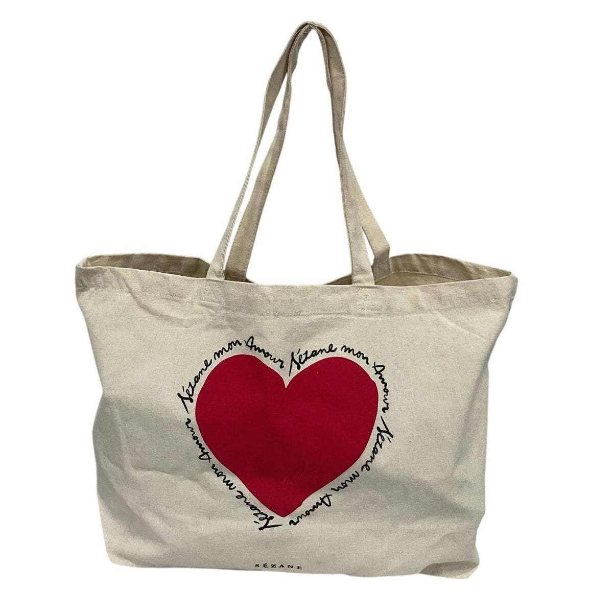 Sézane Graphic Beige Mon Amour Tote Bag