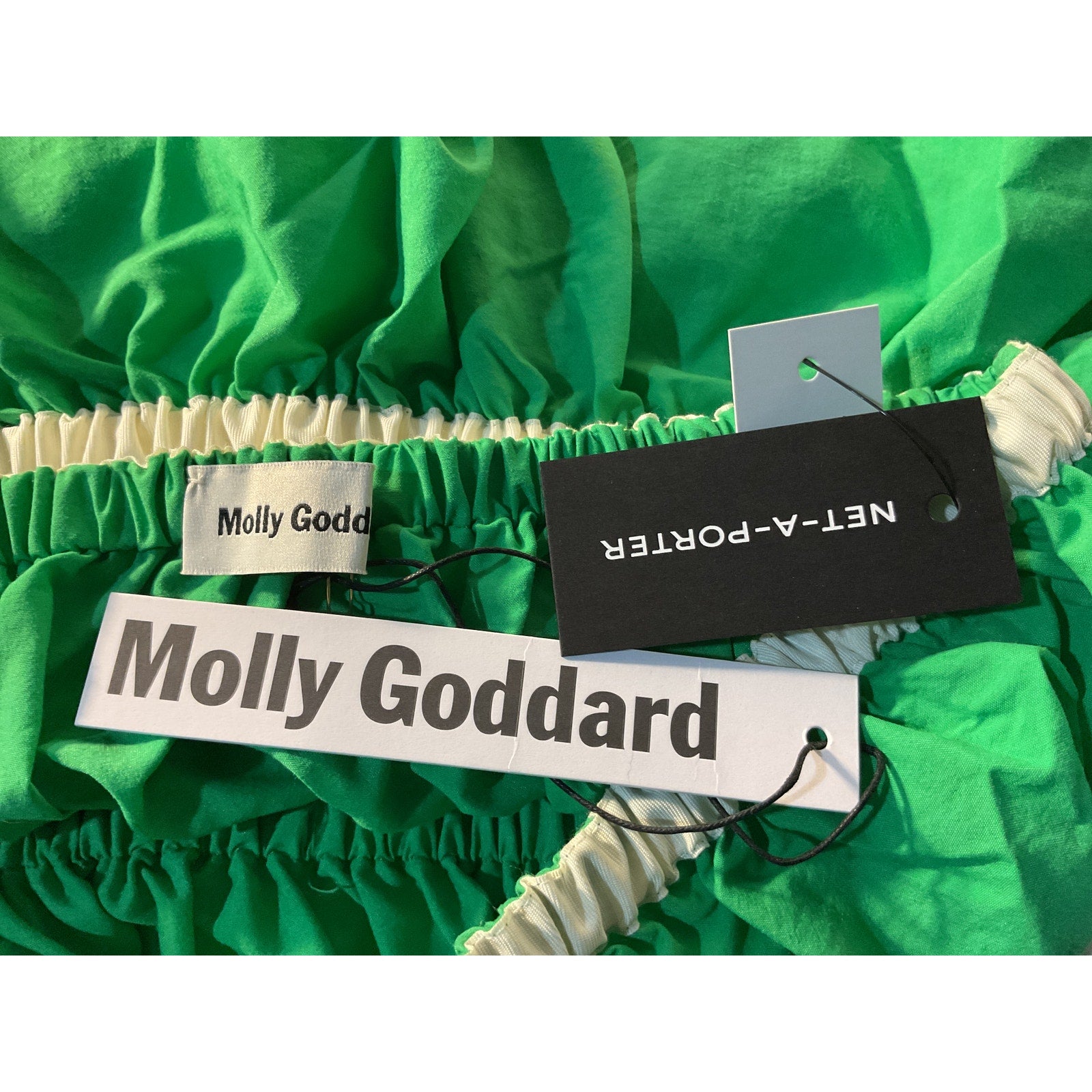 Molly Goddard 'Esme' Green Strapless Ruched Grosgrain-Trimmed Taffeta Top Size 4 - NWT