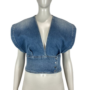 Iro Cropped Mid Used Denim Zahira Top Size FR 34 / US 2 NWT