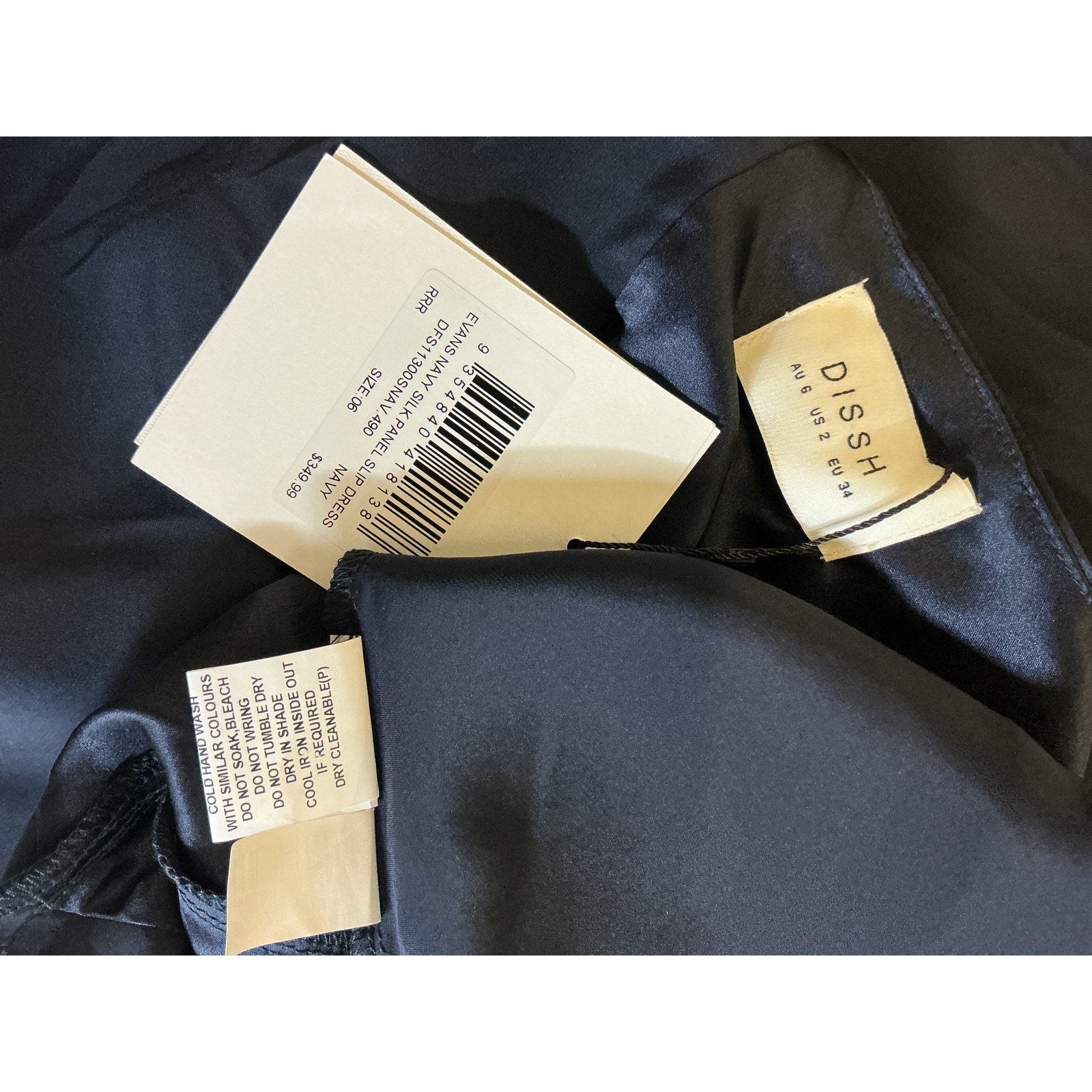 Dissh 'Evans' Navy Silk Panel Slip Dress Size 2
