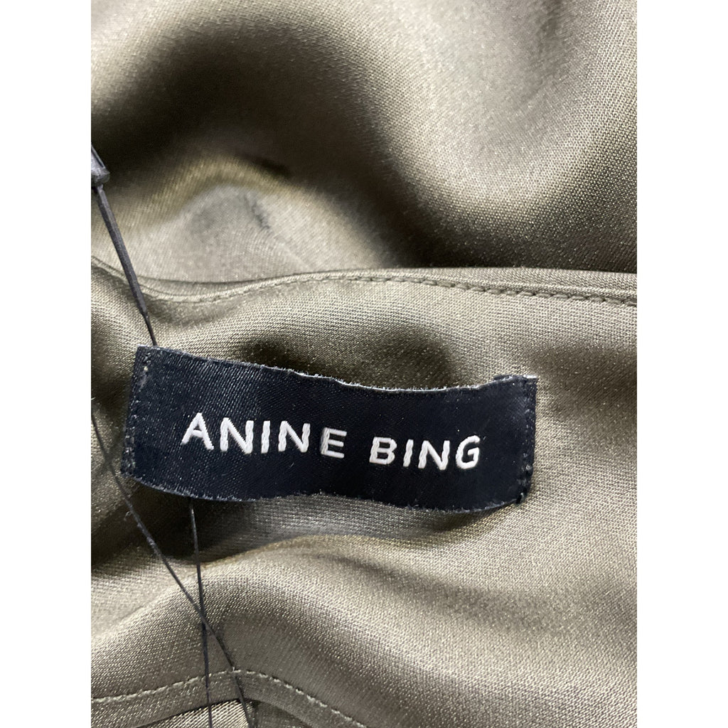 Anine Bing 'Leanne' Green Satin Halterneck Mini Dress Size S