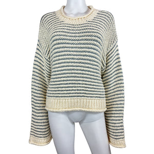 Mother Striped Multicolor Bell Sleeve Roll Sweater Size S
