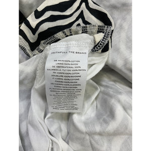 Faithfull The Brand 'Nolie' Black Shirred Zebra-Print Poplin Midi Dress Size 8