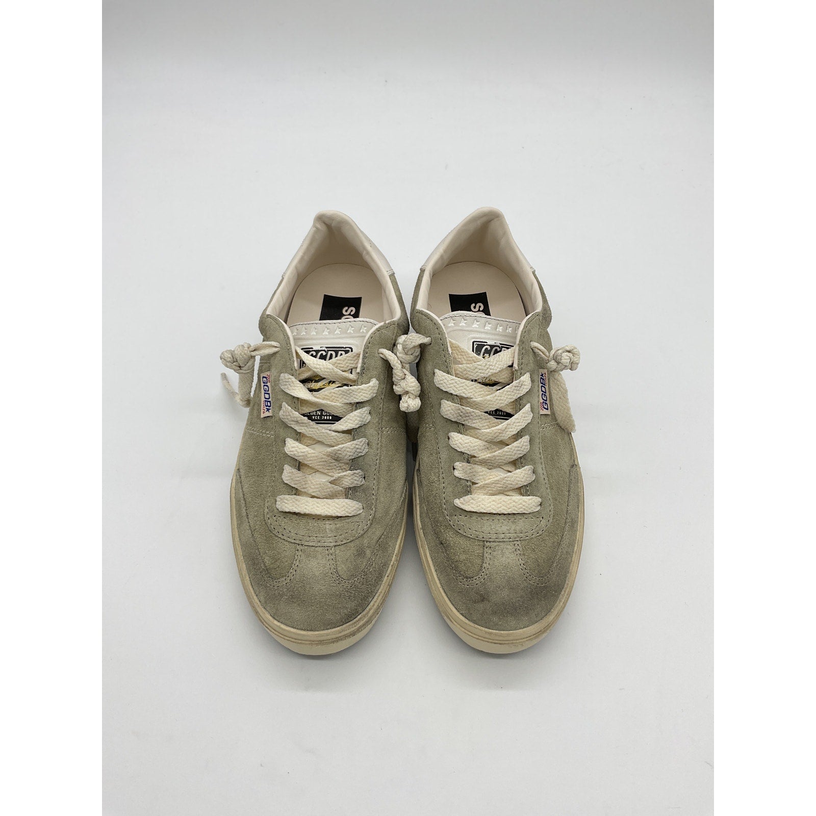 Golden Goose 'Soul-Star' Tan Leather Distressed Leather-Trimmed Suede Sneakers Size 9