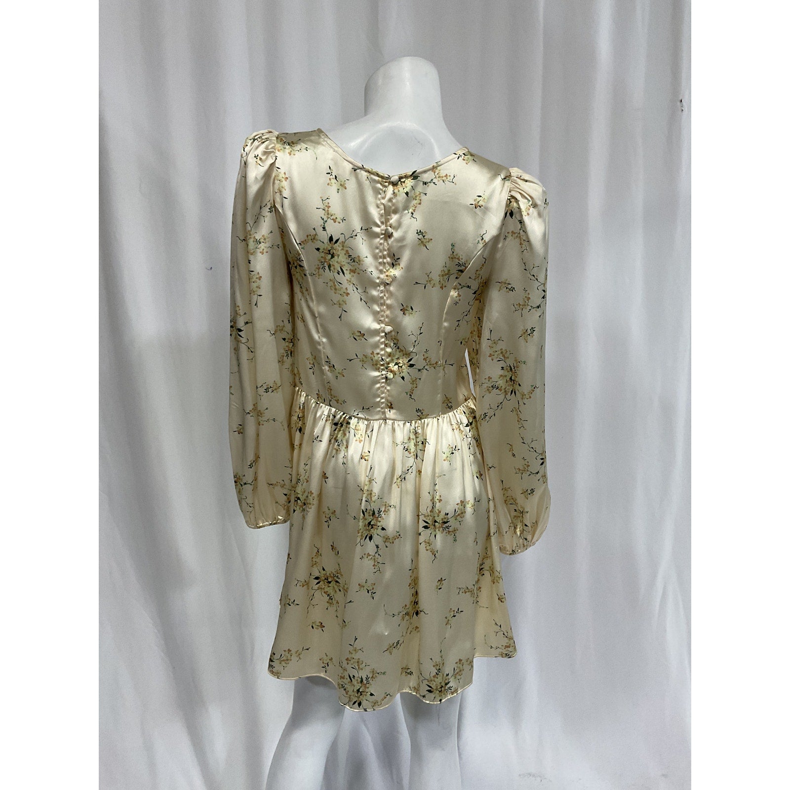 Loveshackfancy 'Garcia' Yellow Floral Satin Mini Dress Size 2