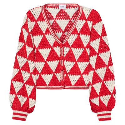 Anna Kosturova 'Maija' Red Cotton Crochet Cardigan Size XS
