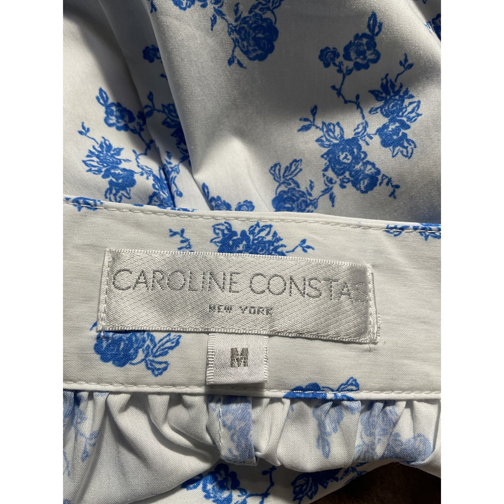 Caroline Constas 'Teagen' White Floral-Print Cotton-Blend Poplin Shorts Size M