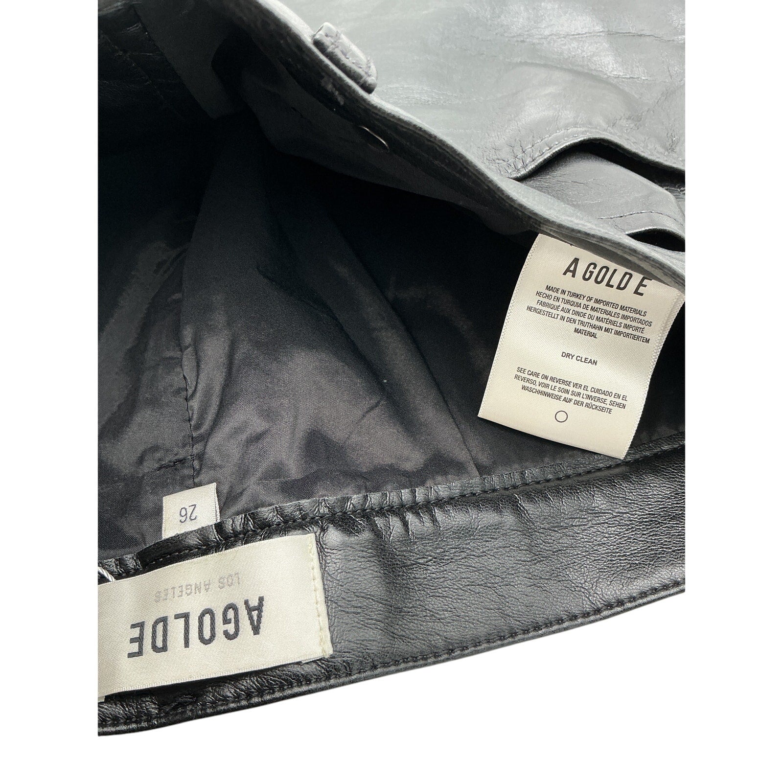 Agolde 'Liv' Black Leather Mini Skirt Size 26