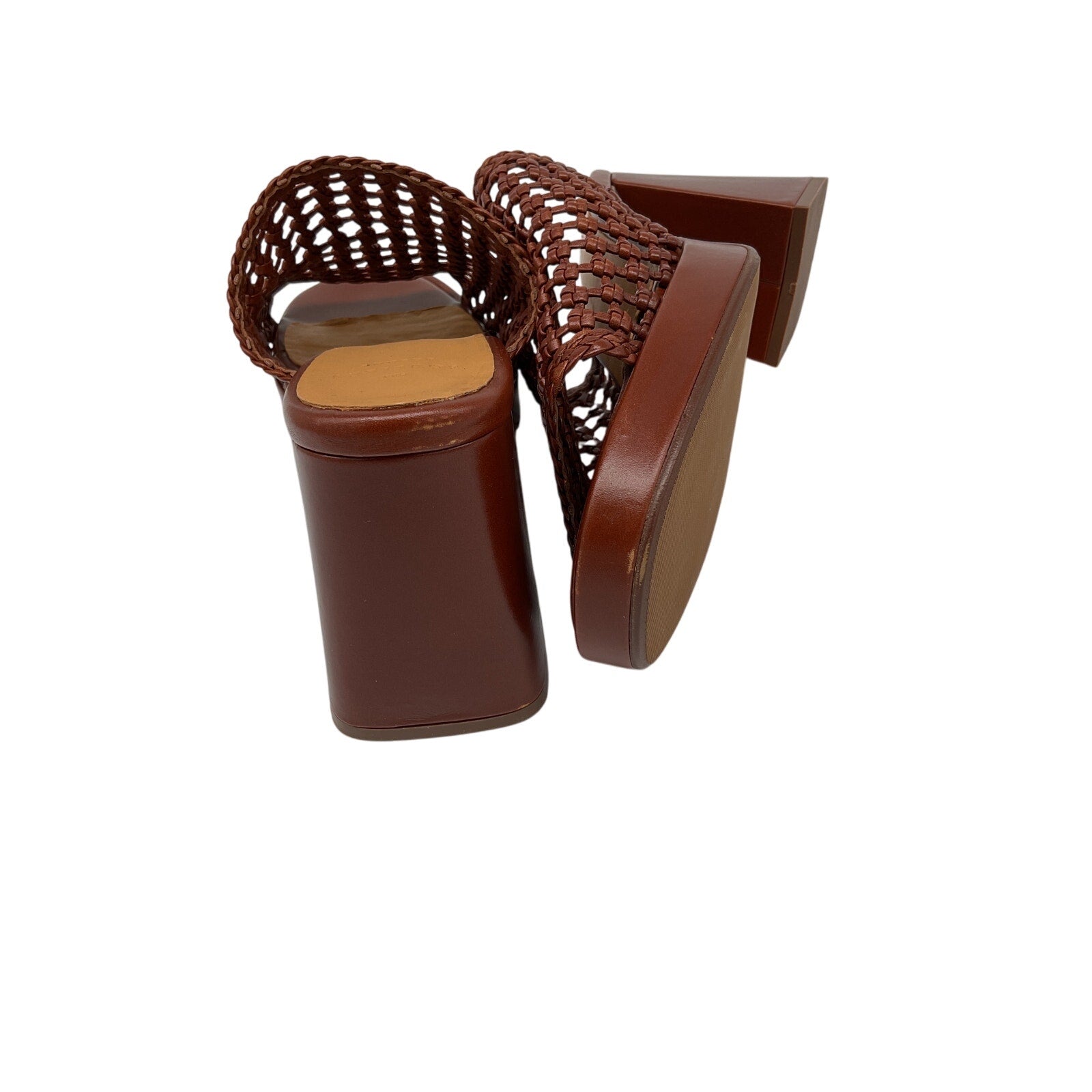 S�zane Brown Leather High Annalisa Mules Size 9