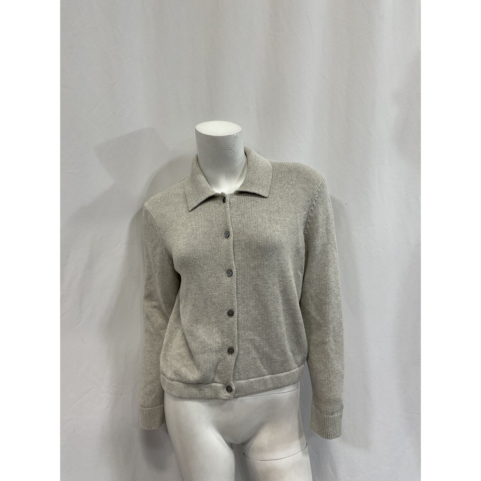 Theory Cotton-Cashmere Grey Cotton Cardigan Size S