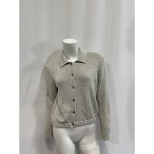 Theory Cotton-Cashmere Grey Cotton Cardigan Size S