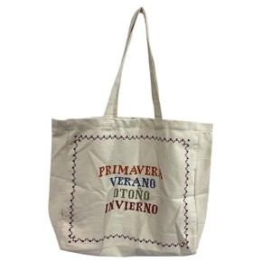 Sézane Embroidered Ecru Lucia Vergara Tote Bag