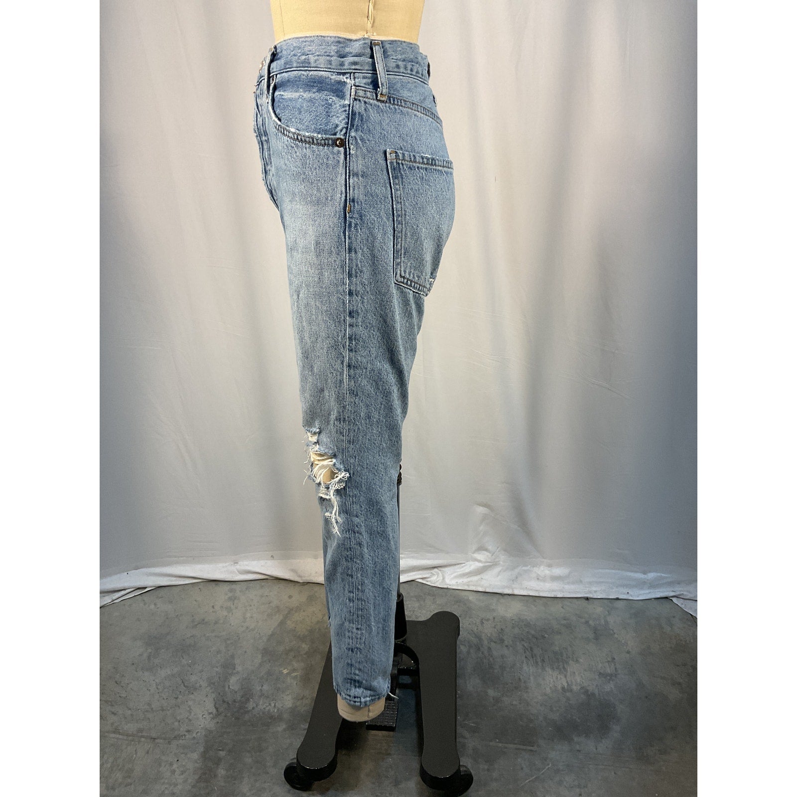 Agolde 'Riley' Blue High Rise Straight Crop Denim Jean Size 24