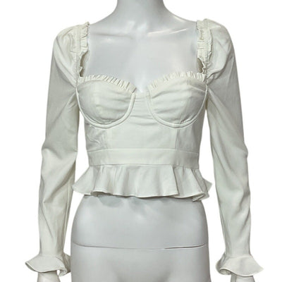Majorelle Ruffled White Corie Top Size XS
